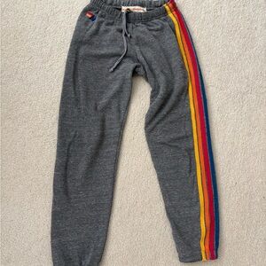 Aviator Nation Gray Joggers with Multicolor Stripe